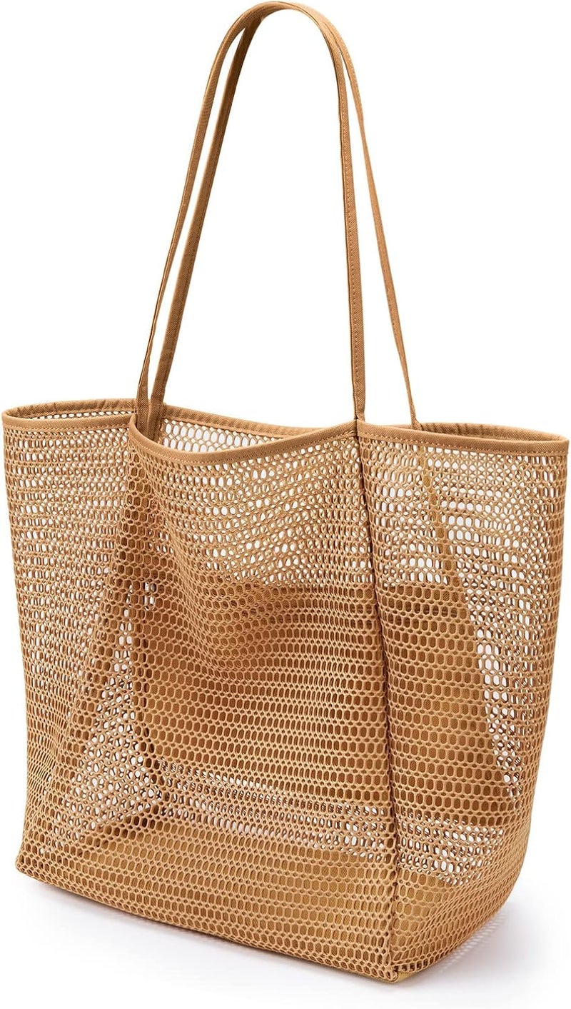 KALIDI BeachNylon Mesh Tote Bag, Casual Tote Bag Hobo Women Foldable MAX 23L Shoulder Bag For Beach Picnic Vacation - Image 1